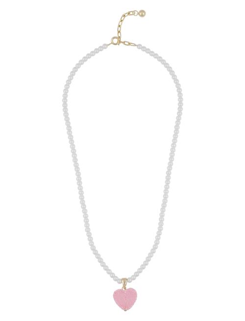 Sugar Hearts Pendant Pearl Neck 45 G/Pink - 45 Cm SNÖ Of Sweden Pink