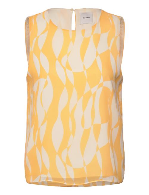 Printed Poly Chiffon Sleeveless Calvin Klein Orange