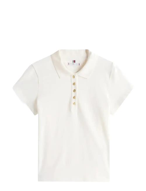 Gold Button Slim Ss Polo Tommy Hilfiger White