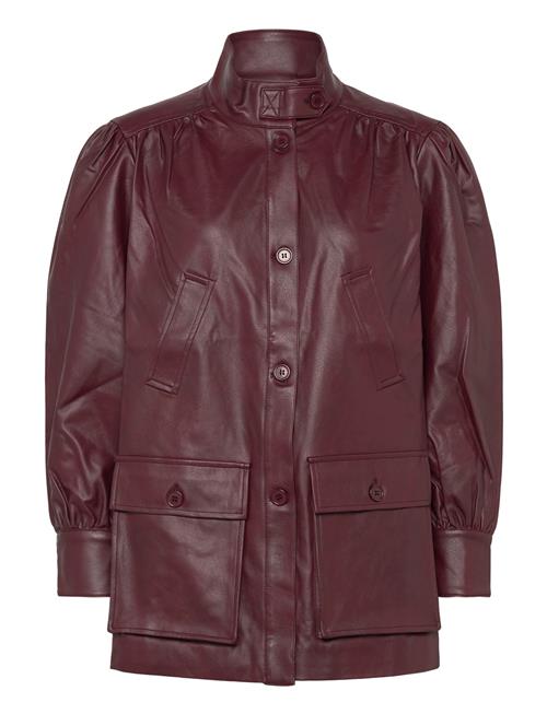 Clements Vegan Leather Jacket Bardot Burgundy
