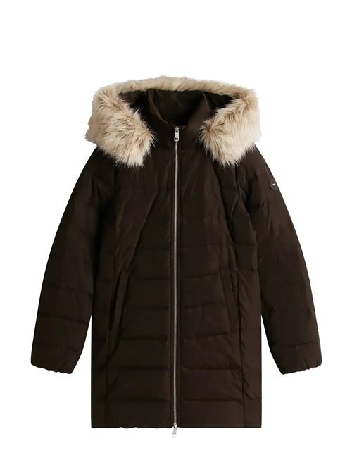 Mw Down Slim Coat With Fur Tommy Hilfiger Brown