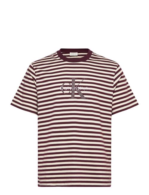 Ss 20S Stripe Jersey Monologo Cn Calvin Klein Jeans Burgundy
