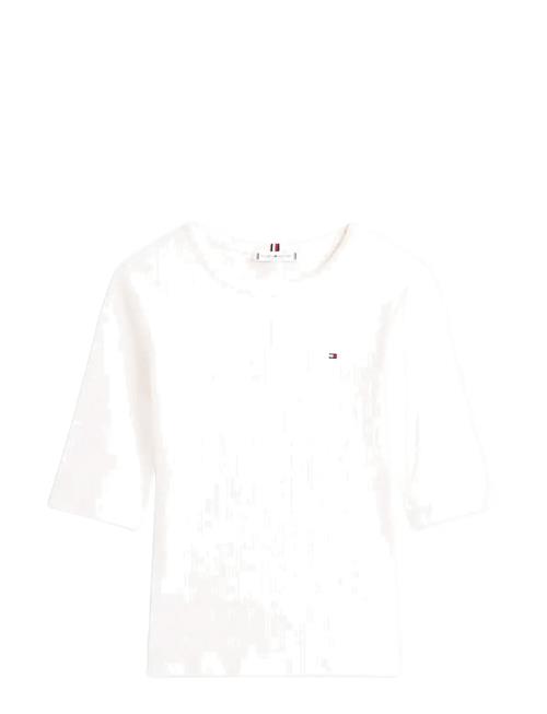 Slim 5X2 Rib C-Nk 1/2 Slv Tommy Hilfiger White