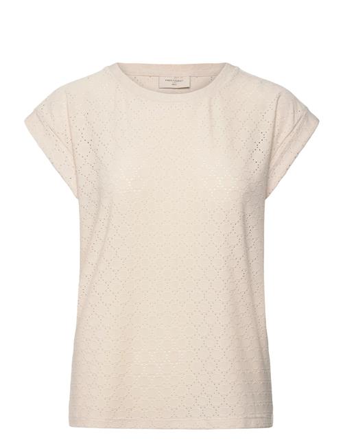T-Shirt From Freequent In A Soft Material With A Lovely Hole Pattern. The T-Shir FREE/QUENT Cream
