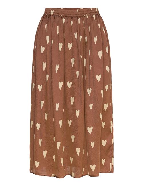 Heart Printed Silk Skirt Stella Nova Brown
