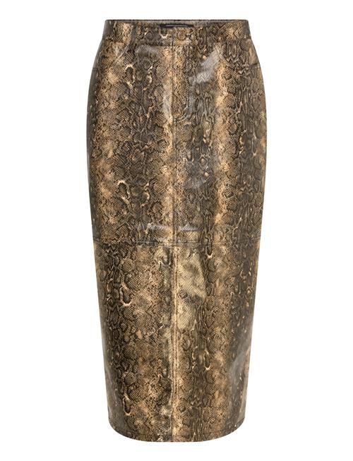 Brandy Snakeskin Pu Midi Skirt French Connection Beige