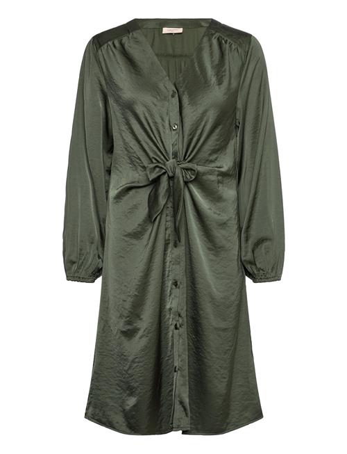 Dress From Freequent In A Beautiful Satin Material. The Dress Has Long Sleeves, FREE/QUENT Green