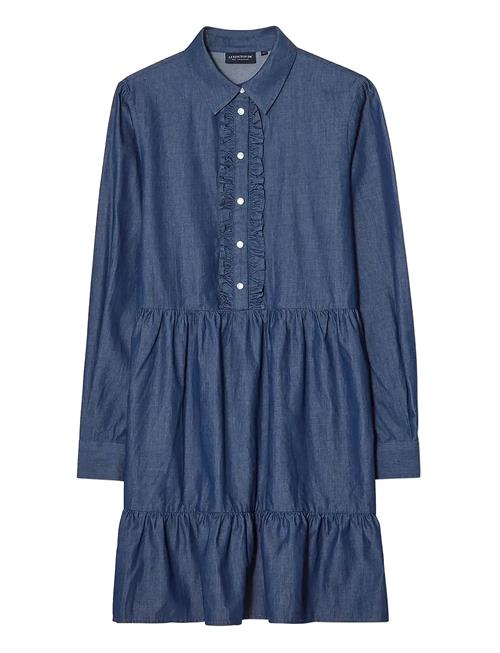 Denim Frill Tunic Dress Lexington Clothing Blue
