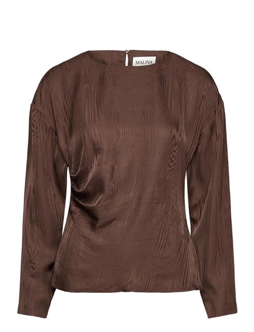 Rosalie Jacquard Weave Satin Blouse Malina Brown