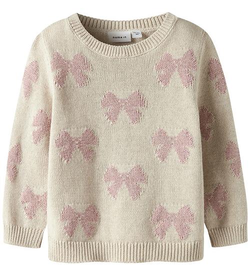 Name It Bluse - Strik - NmfRekka - Peyote Melange m. Sløjfer