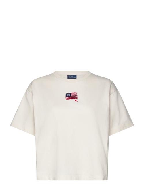 Flag Cotton Jersey Cropped Tee Polo Ralph Lauren White