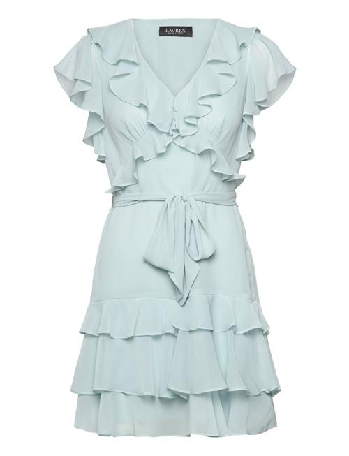 Ruffle-Trim Crinkle Georgette Dress Lauren Ralph Lauren Blue