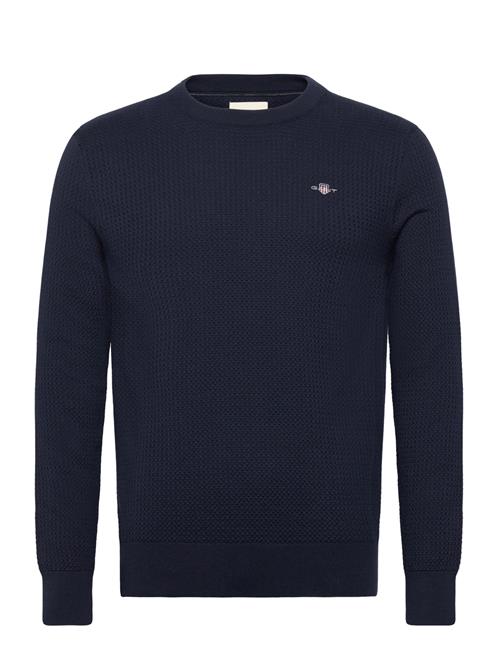 Textured Cotton C-Neck GANT Navy