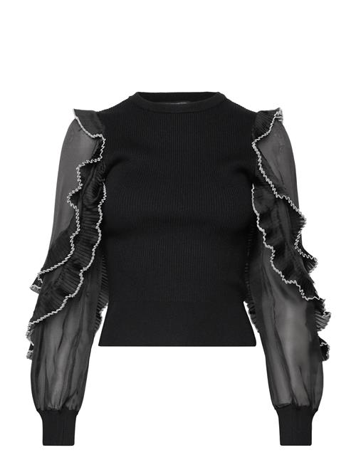 Krista Mix Ruffle Trim Slv Top French Connection Black