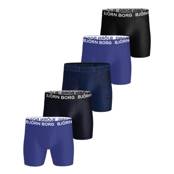 Björn Borg 5P Sports Microfiber Boxer Trunks Sort/Blå polyester Small Herre