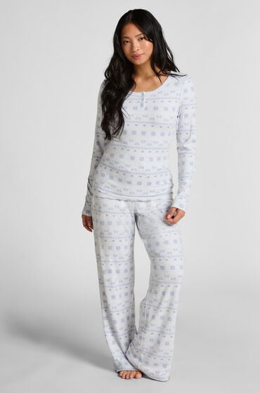 Hunkemöller Fairisle pyjamas i jersey Blå
