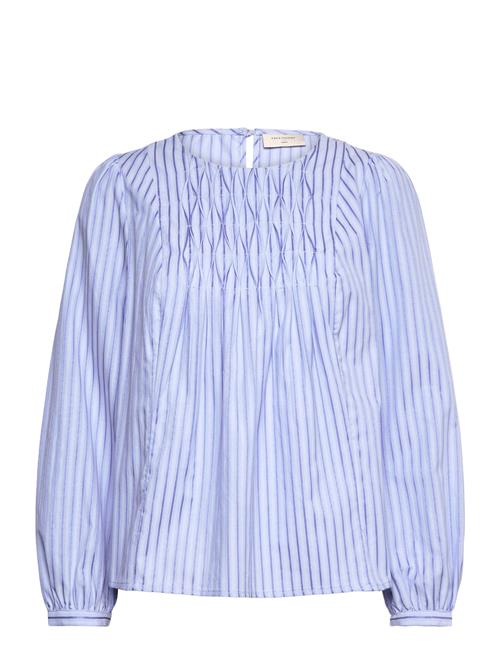 Blouse From Freequent In A Light Material With Stripes And Smocking On The Front FREE/QUENT Blue