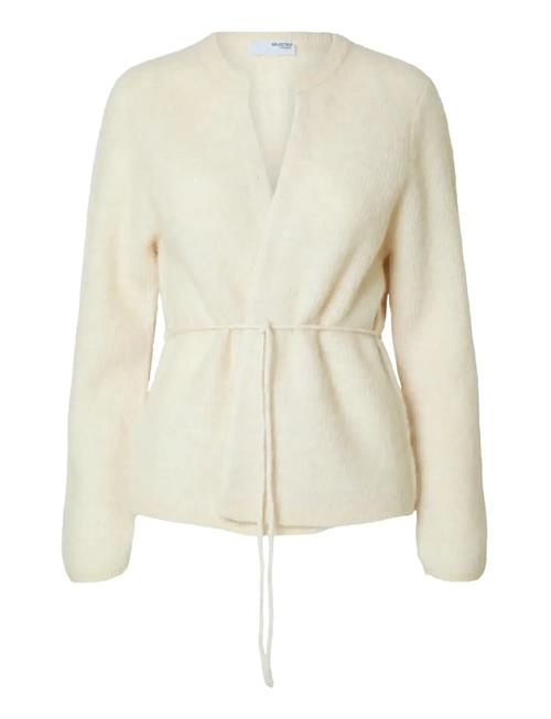 Slfsia Ras Ls Knit Belt Cardigan Selected White
