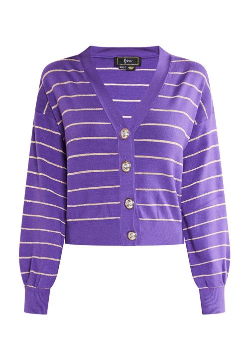 faina Cardigan  mørkelilla / hvid