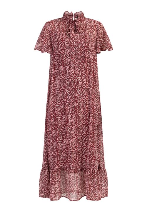 faina Kjole  mørkerød / hvid