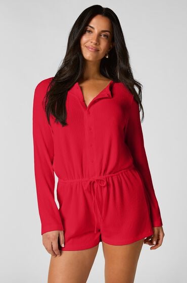 Hunkemöller Onesie-jumpsuit short i jersey rib rød