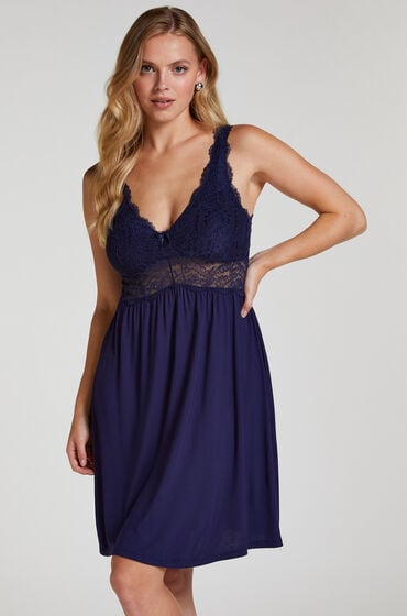 Hunkemöller Natkjole Nora Lace blå