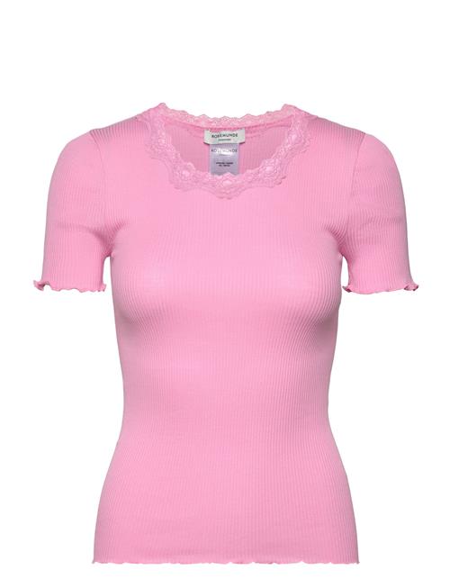 Rwbeatha Silk Ss Lace T-Shirt Rosemunde Pink