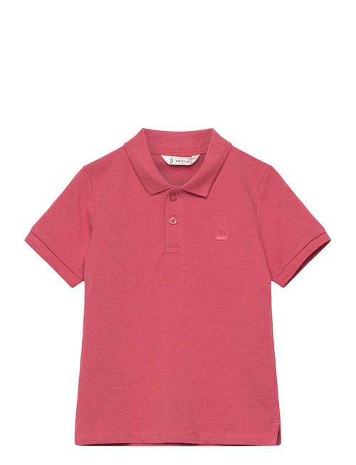 Short-Sleeve Knitted Polo Shirt Mango Red