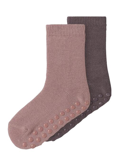 Nmfwak Wo/Bl 2P Sock W/Non Skid Name It Patterned