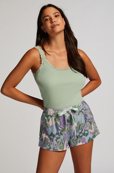Hunkemöller Pyjamasshorts Jersey Lace Grøn