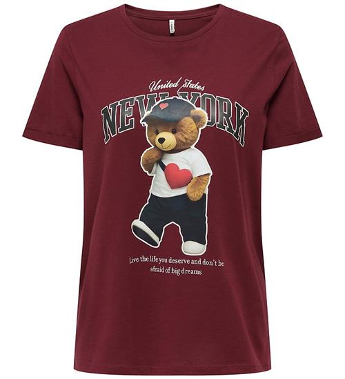 Kids Only T-shirt - KogLina - Bear O-Neck Top - Cabernet/New Yor