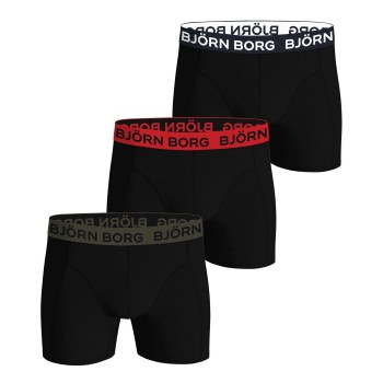 Björn Borg 3P Cotton Stretch Boxer 1721 Rød/Sort bomuld Large Herre