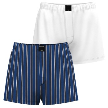 Björn Borg 2P Cotton Stretch Woven Boxer Shorts Blå/Hvid bomuld Small Herre