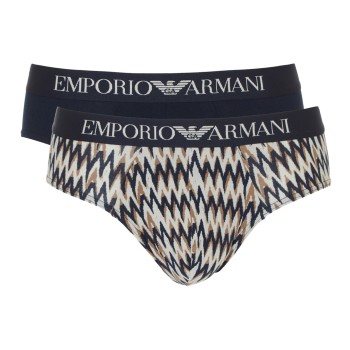 Emporio Armani Armani Cotton Stretch Print Briefs 2P Beige/marine bomuld X-Large Herre