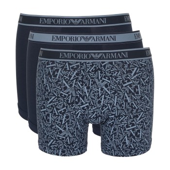Emporio Armani Armani Logo Boxer With Long Leg 3P Blå bomuld Large Herre