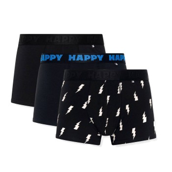 Happy socks 3P Black And White Boxershorts Sort bomuld X-Large Herre
