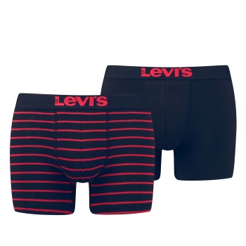 Levis 2P Base Stripe Boxer Sort/Rød bomuld Medium Herre