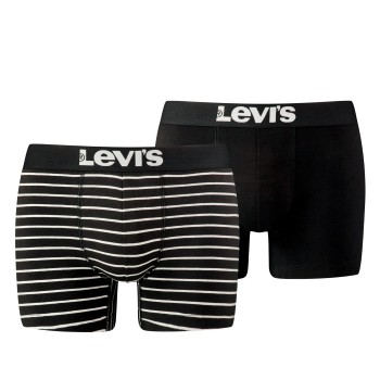 Levis 2P Base Stripe Boxer Sort/Hvid bomuld Large Herre