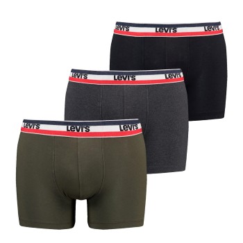 Levis 3P Logo Boxer Brief Sort/Grøn bomuld Large Herre
