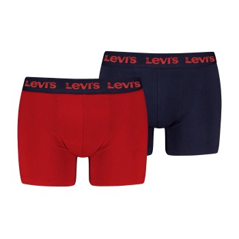 Levis 2P Repeat Logo Boxer Brief Sort/Rød bomuld Large Herre