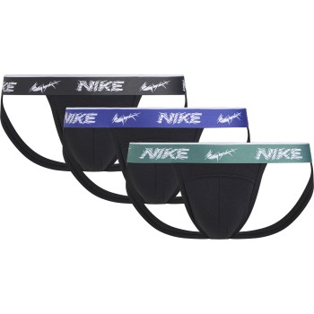 Nike 6P Everyday Cotton Stretch Jockstrap Sort/Blå bomuld Small Herre