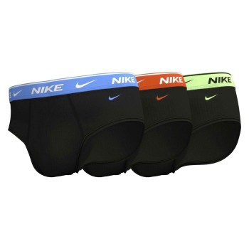 Nike 6P Everyday Essentials Cotton Stretch Hip Brief Sort/Orange bomuld Medium Herre