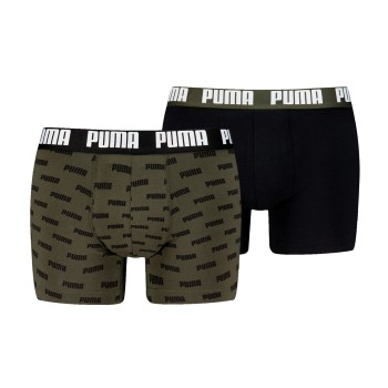 Puma 2P Everyday Aop Boxer Sort/Grøn bomuld Medium Herre