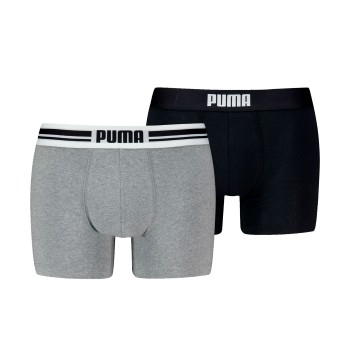 Puma 2P Everyday Placed Logo Boxer Sort/Grå bomuld Medium Herre