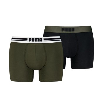 Puma 2P Everyday Placed Logo Boxer Sort/Grøn bomuld Large Herre