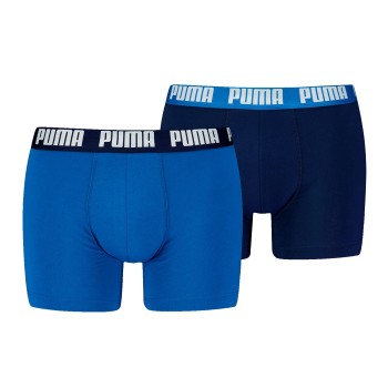 Puma 2P Men Everyday Basic Boxer Sort/Blå bomuld Small Herre