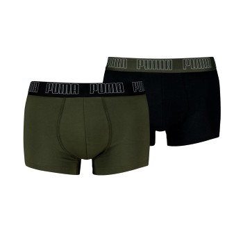 Puma 2P Men Everyday Trunks Sort/Grøn bomuld Medium Herre