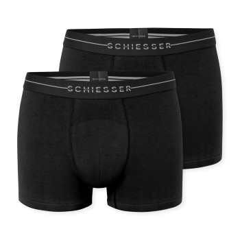 Schiesser 2P Cotton Flex Trunks Sort bomuld Large Herre