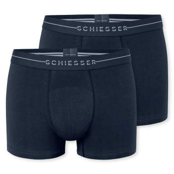 Schiesser 2P Cotton Flex Trunks Marineblå bomuld Large Herre