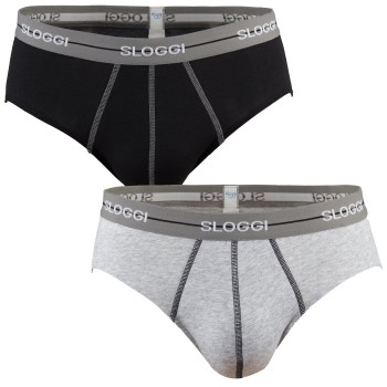 Sloggi 2P For Men Start Midi Sort/Blå bomuld Large Herre
